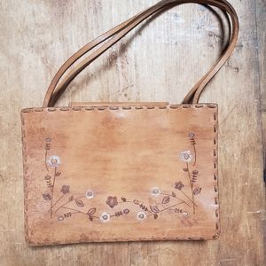 Leather Fossil bag with Flowers